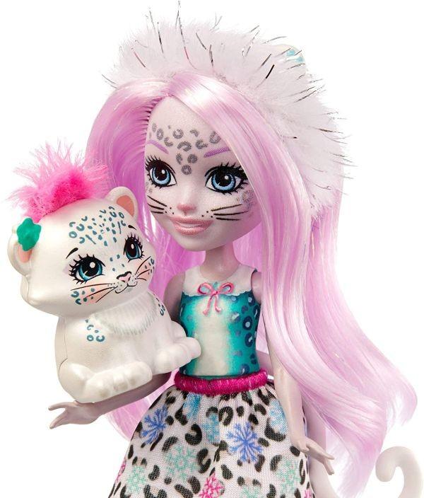 GJX42 Enchantimals Sybill Snow Leopard Small Doll & Flake Animal Friend Figure MATTEL available to b - 1