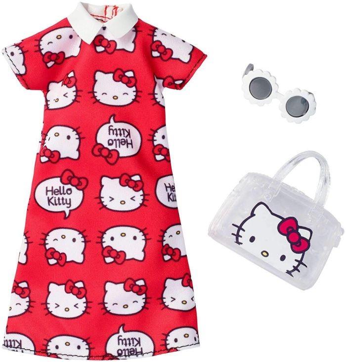 Barbie Fashion Clothes Set, FKR67 Original Hello Kitty Red Dress with Purse and Sun Glasses