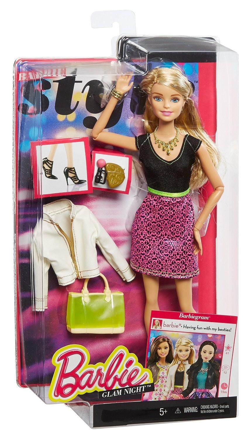 CLL34 / CLL33 Barbie Style Glam Doll with Black/Pink Leopard Print Dress - 1