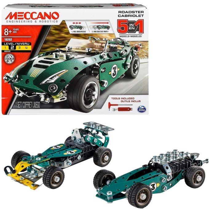 6040176 Meccano 5-in-1 Roadster Pull Back Car Building Kit