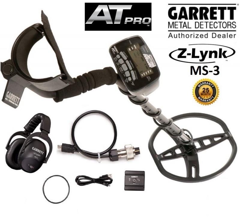Garrett AT PRO Metal Detector With Z-lynk MS-3 Wireless Audio System