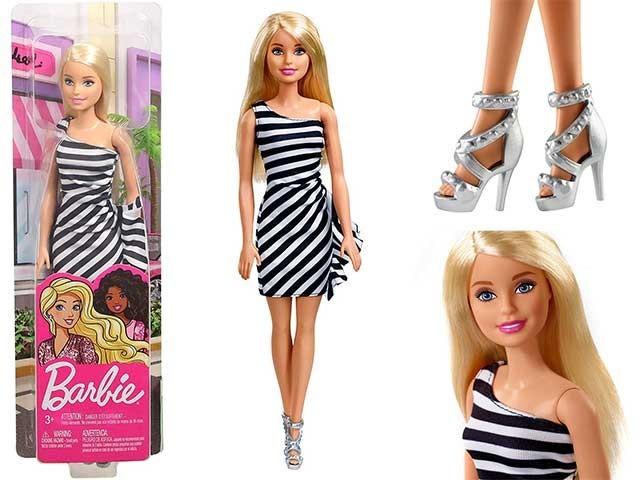 FXL68 Mattel Barbie Modern Dress With Accessories, Black And White Dress, Blonde for sale - 1