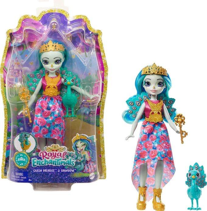 GYJ14 / GYJ11 Royal Enchantimals Queen Paradise and Rainbow, Peacock Doll with Pet MATTEL