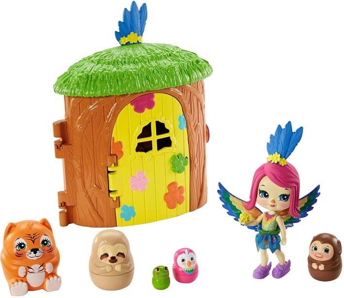 GTM49 / GTM46 Enchantimals Peeki Parrot and Tree House Doll with Surprise Matrioska Pet and Toy Hous - 1