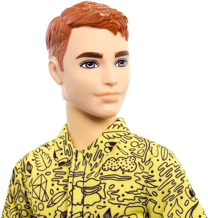 GHW67 Barbie Ken Fashionistas Doll with Red Hair and Graphic Yellow Shirt MATTEL (new)