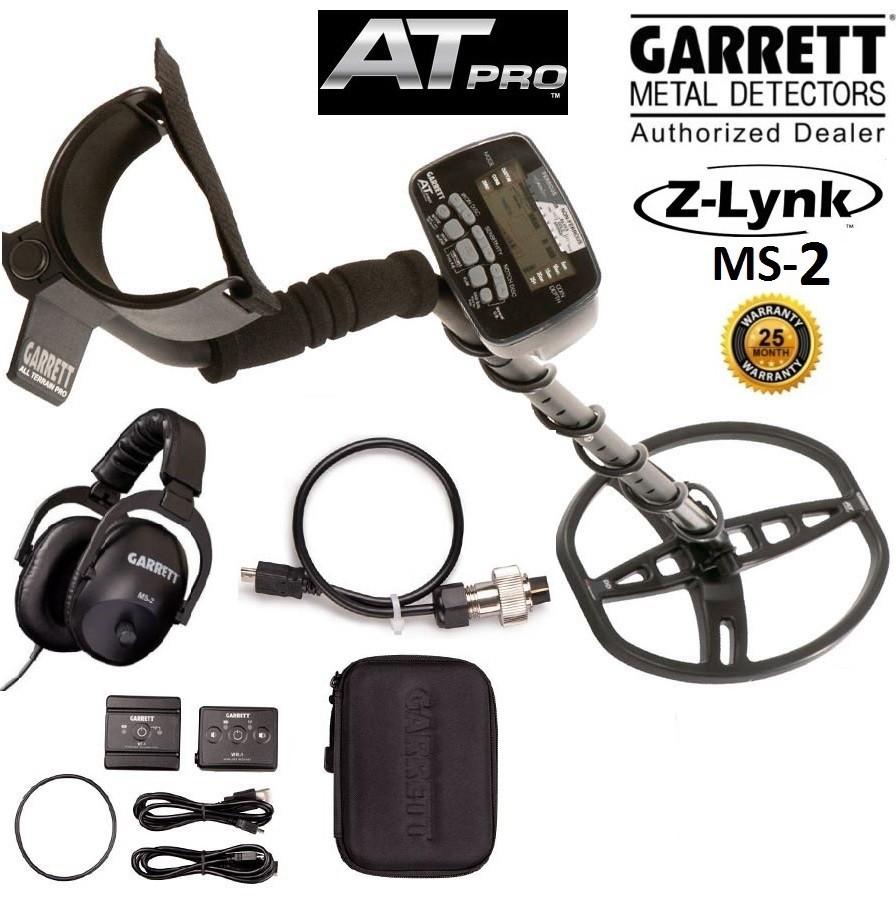 Garrett AT PRO Metal Detector With Z-lynk MS-2 Wireless Audio System - 1