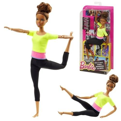 DHL83 / DHL81 Mattel Barbie Sporta lelle Kusties kā es Green Barbie Endless Moves Doll with Yellow T