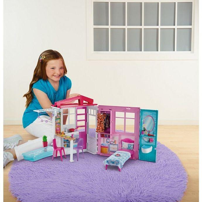 selling FXG54 Mattel Barbie Dollhouse, Portable 1-Story Playset, with Pool, Multi-Colour