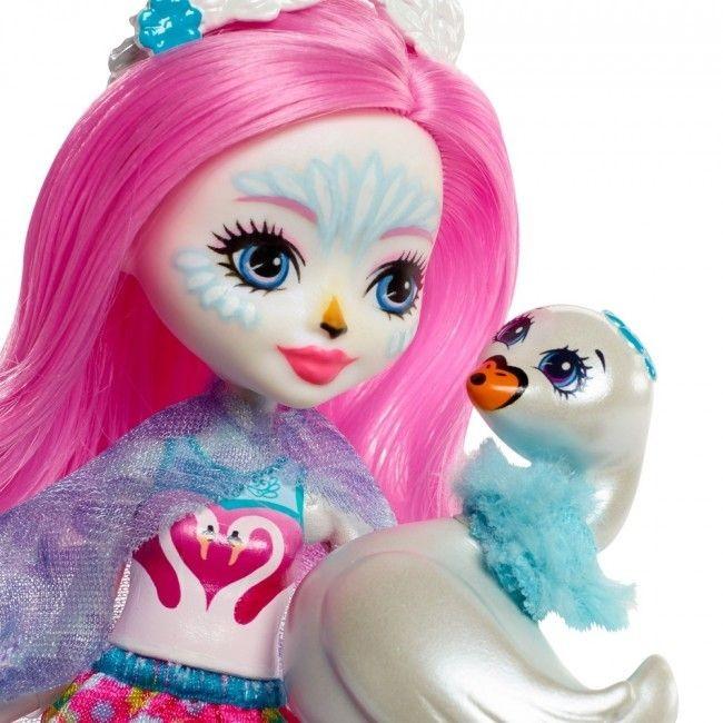 FRH38 / FNH22 Enchantimals Saffi Swan Doll & Poise Figure bērnu rotaļlieta MATTEL