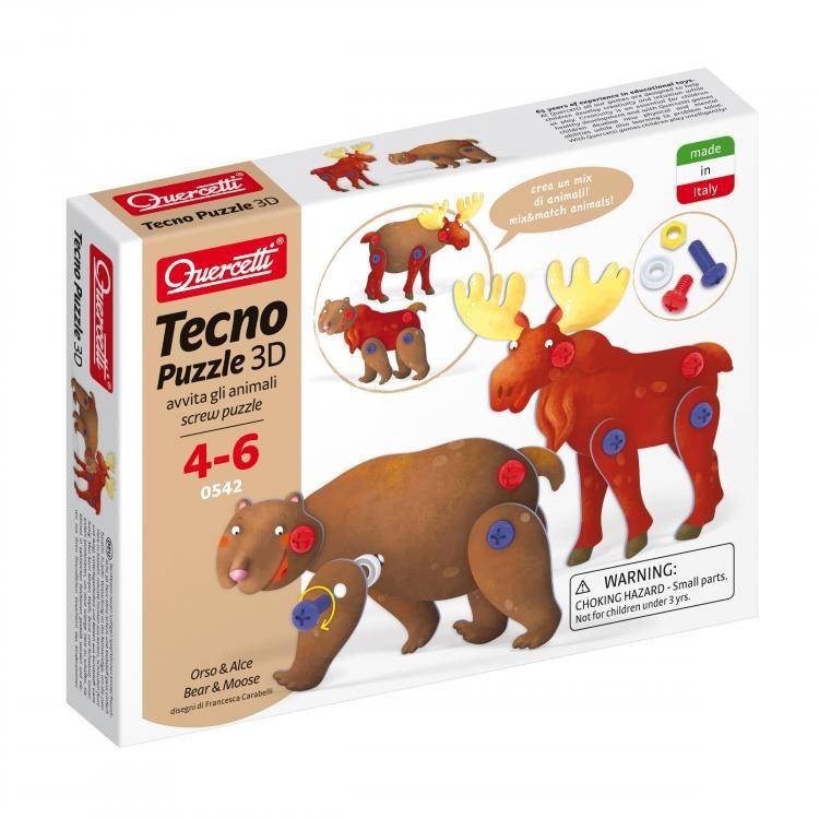 0542 Quercetti Tecno Puzzle 3D Bear and Moose - 1