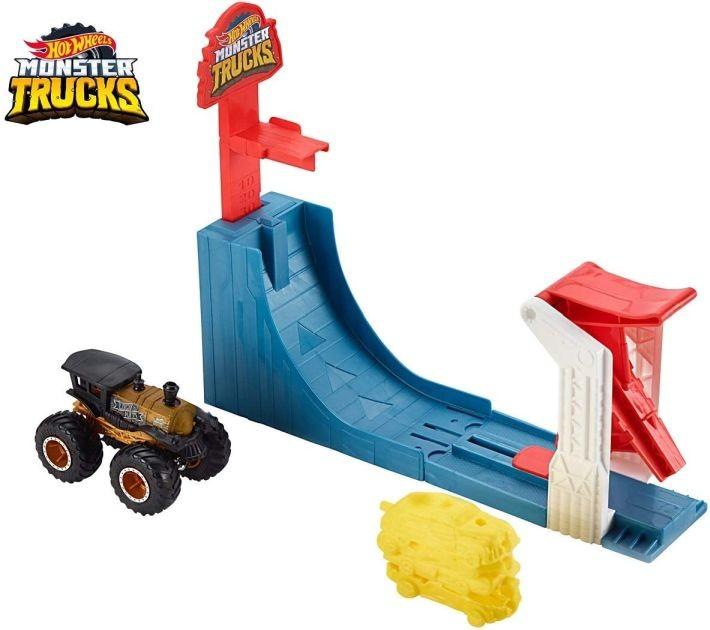 GCG00 Hot Wheels Monster Toy Truck Slam Launcher Play Set