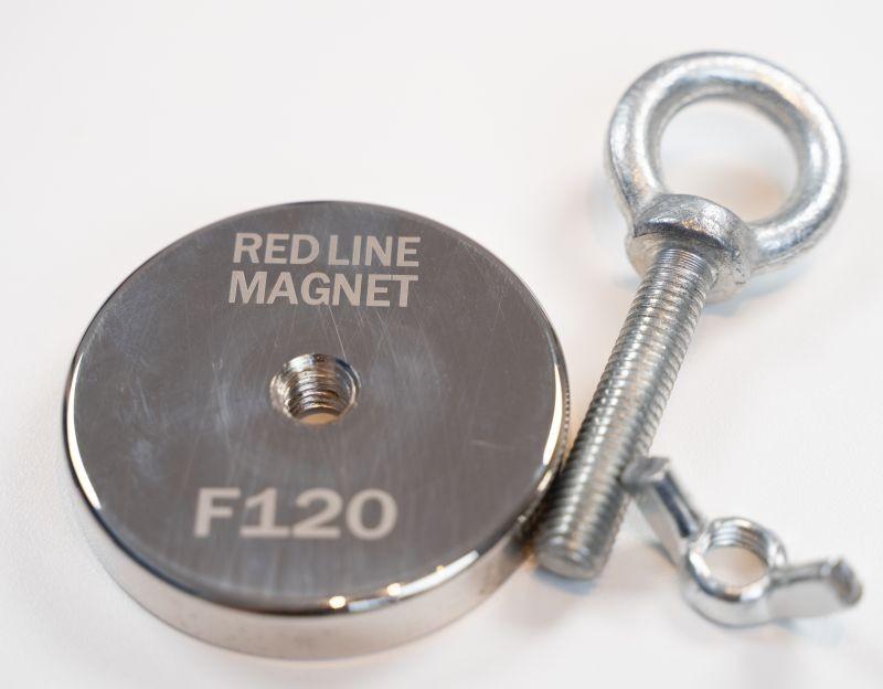 Search neodymium magnet 120 kg RED LINE MAGNET F120 with breakaway force 120kg.-130kg.