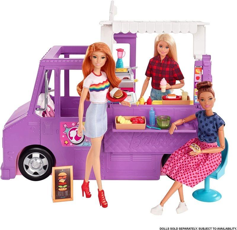 selling GMW07 Barbie®Food Truck with Multiple Play Areas & 30+ Realistic Play Pieces