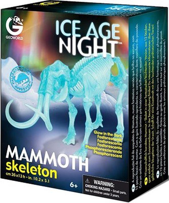 CL597K GEOWORLD Mamuta skelets Geoworld Ice Age Night Mammuthus Toy, Glow In The Dark