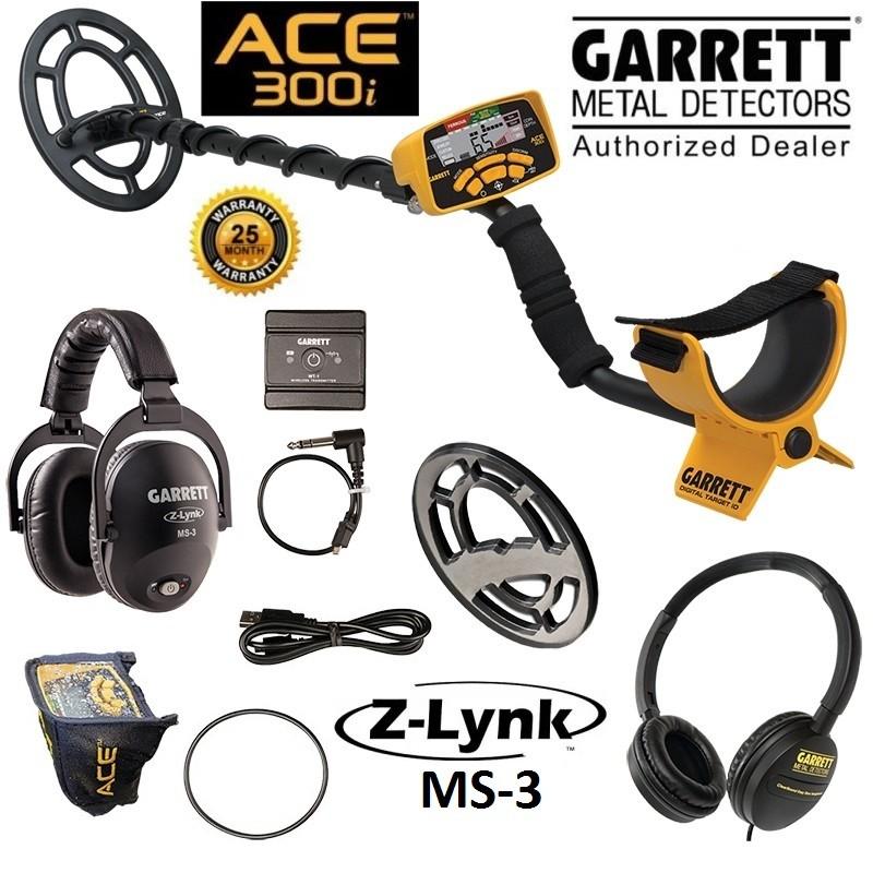 Garrett Ace 300i Metal Detector With Z-lynk MS-3 Wireless Audio System (new)