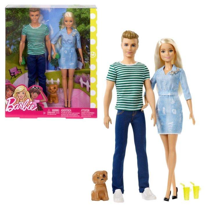  FTB72 Mattel Dogs Walk Barbie & Ken with Puppy Barbie Dol (new)